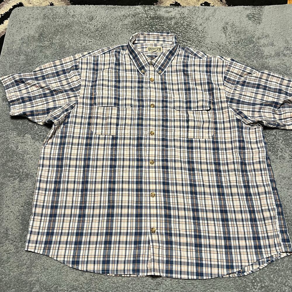 Duluth Armachillo Shirt Mens 3XL Blue Orange Plaid Short Sleeve Nylon Blend